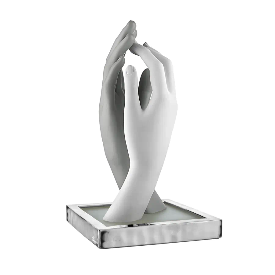 Bongelli lampada led mani lisce h.30 grigio bianca base argento cod. ME2586 1GR AG