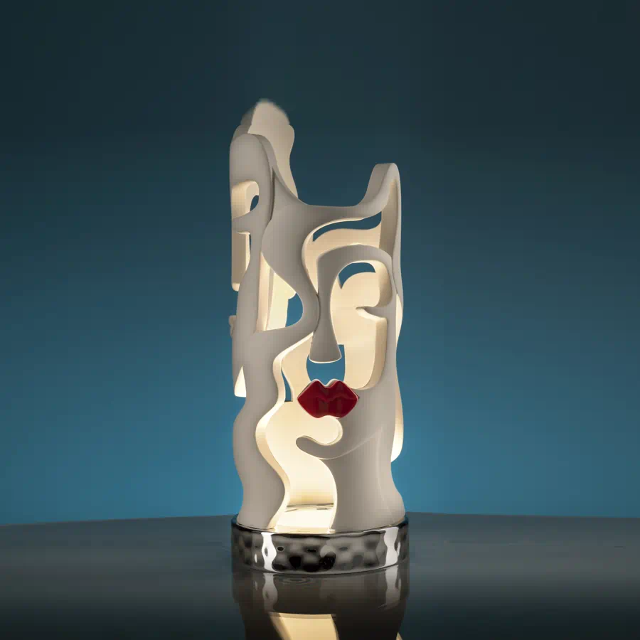 Bongelli lampada led visi bocca rossa h. 31 base argento cod. ME2591 2RS AG