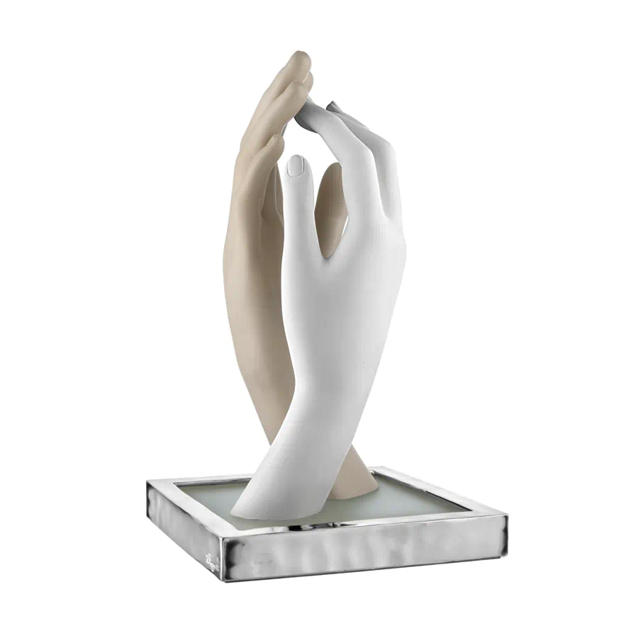 Bongelli lampada mani lisce h.30 nocciola bianca base argento cod. ME2586 1NO AG