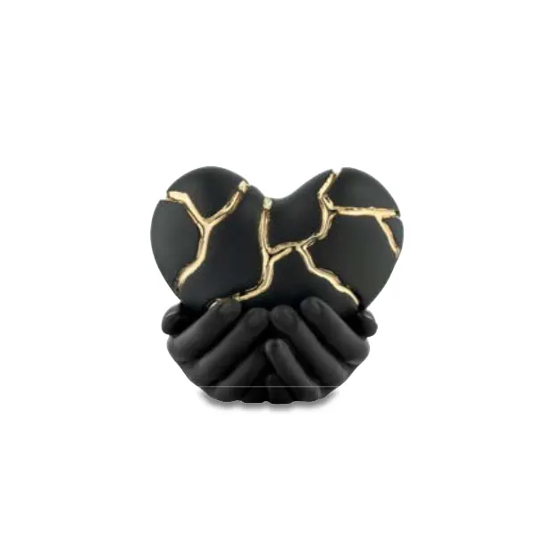 Bongelli mani su cuore crepato kintsugi 11x10 nero oro cod. ME2602 1NE OR