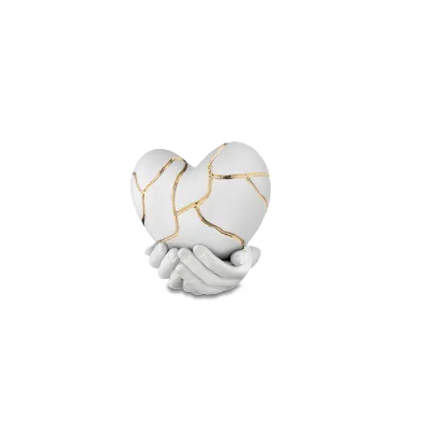 Bongelli mani su cuore crepato kintsugi 25x24 bianco oro cod. ME2602 2BI OR