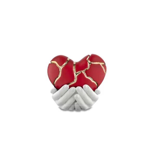 Bongelli mani su cuore crepato kintsugi 25x24 rosso bianco cod. ME2602 2RS BI