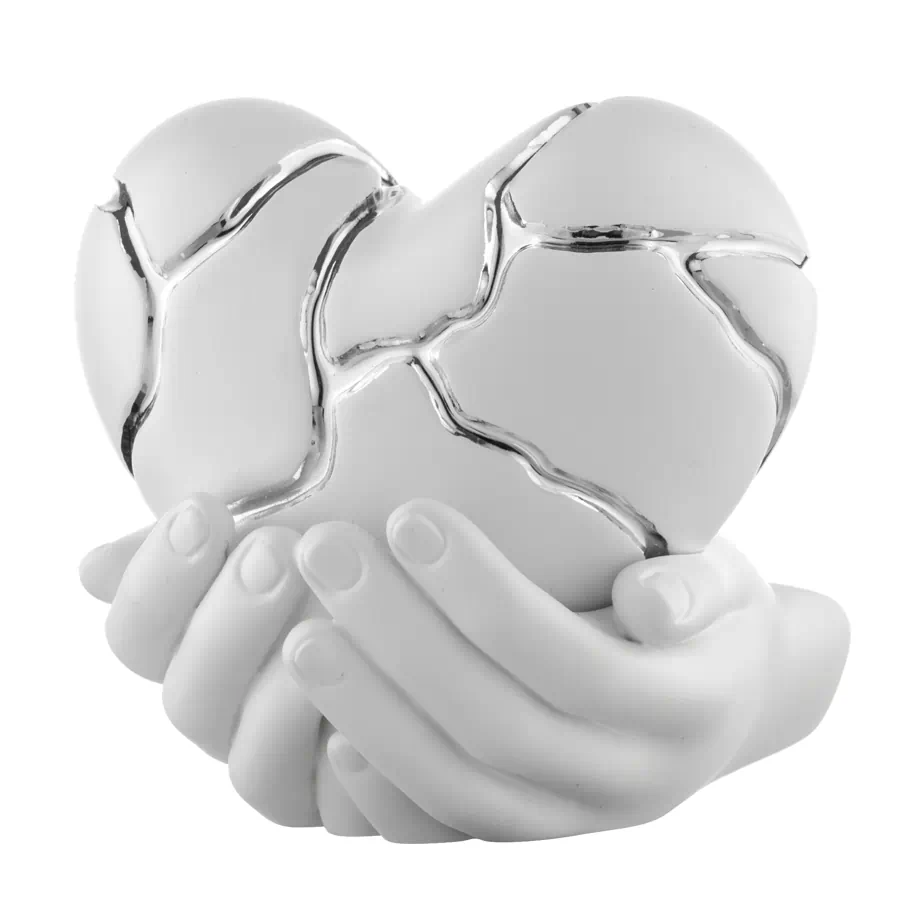 Bongelli mani su cuore crepato kintsugi nocciola bianco argento ME2602 2NB AG