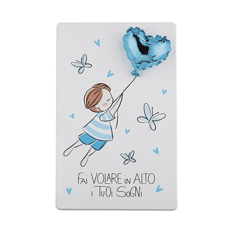 Bongelli quadretto bimba palloncino 11x7 celeste cod. ME2662 CE