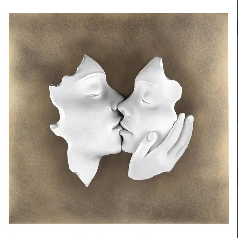 Bongelli quadro bacio pannello ottone 50x50 cod. ME2615INV
