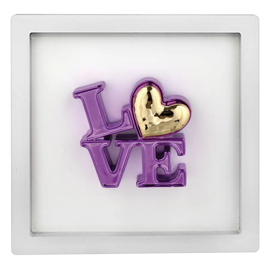 Bongelli quadro love bianco viola 16x16 cod. ME2618 1BI VI