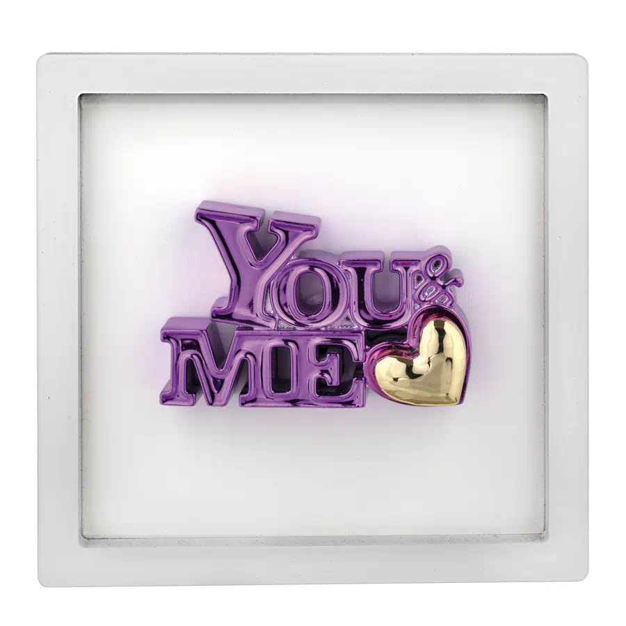 Bongelli quadro you & me bianco viola 16x16 cod. ME2655 1BI VI