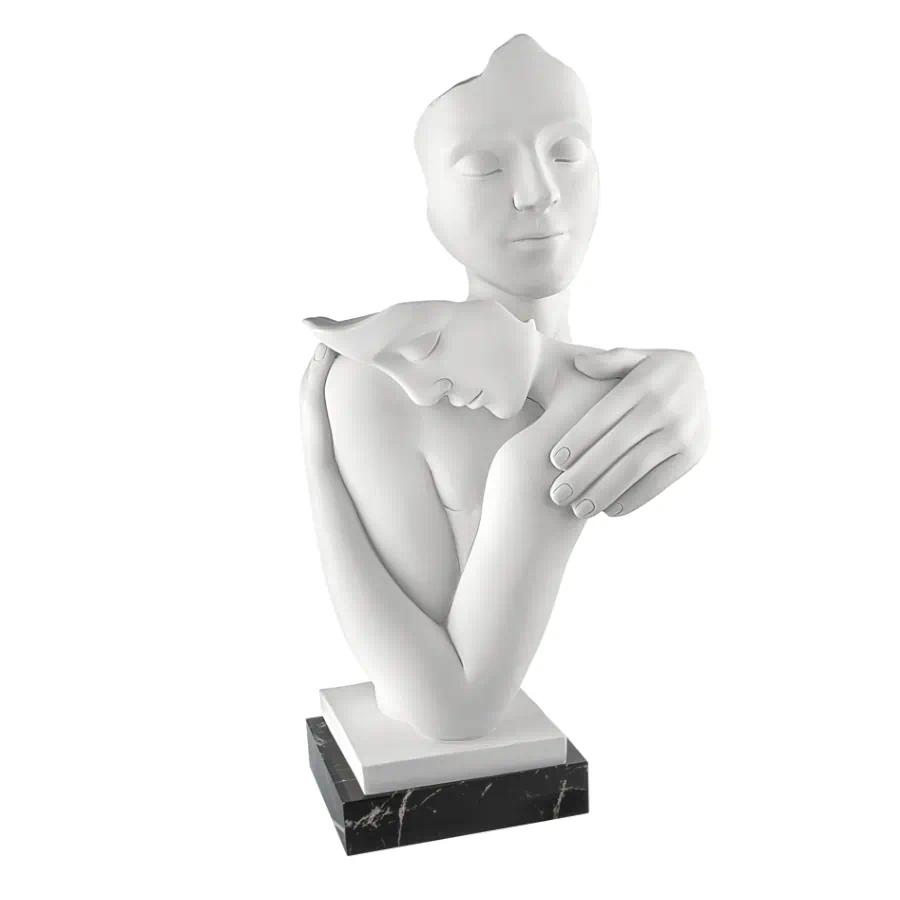 Bongelli scultura abbraccio h.29 base marmo nero cod. ME2596 2MAN