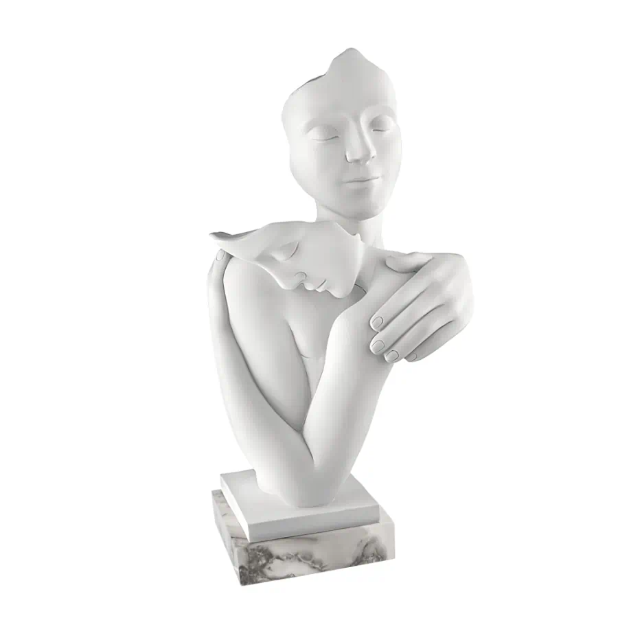 Bongelli scultura abbraccio h.39 base marmo bianco cod. ME2596 3MAB