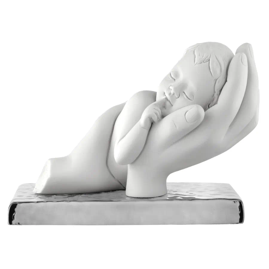 Bongelli scultura bimbo tra le mani 11x15 argento bianco ME2637 2AG