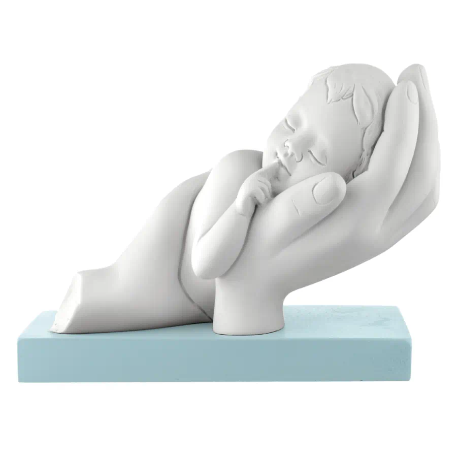 Bongelli scultura bimbo tra le mani 11x15 celeste cod. ME2637 2CE