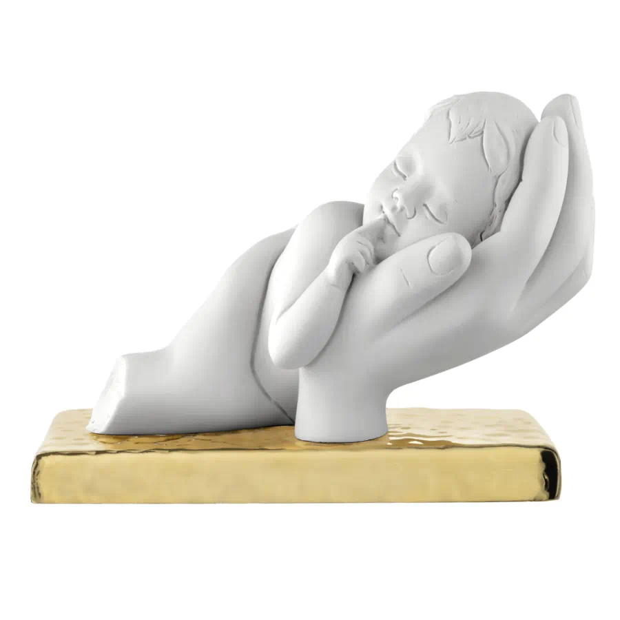 Bongelli scultura bimbo tra le mani 11x15 oro bianco cod. ME2637 2OR