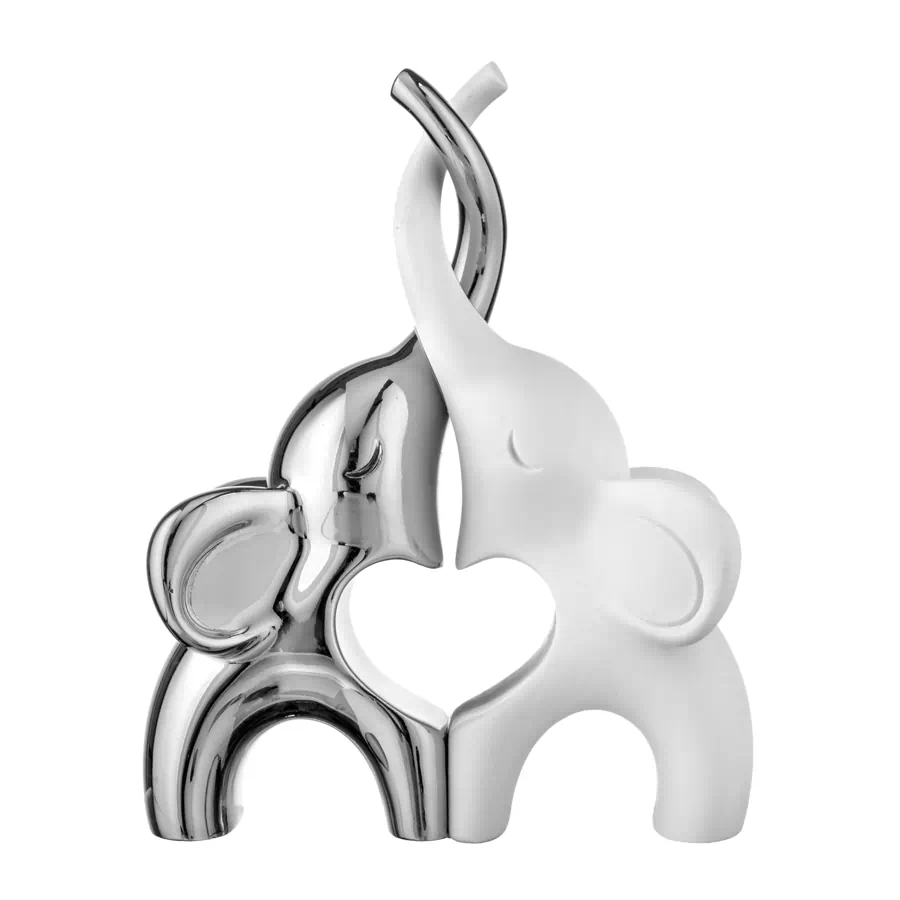 Bongelli scultura coppia elefantini 13x10 argento bianco cod. ME2621 1AG