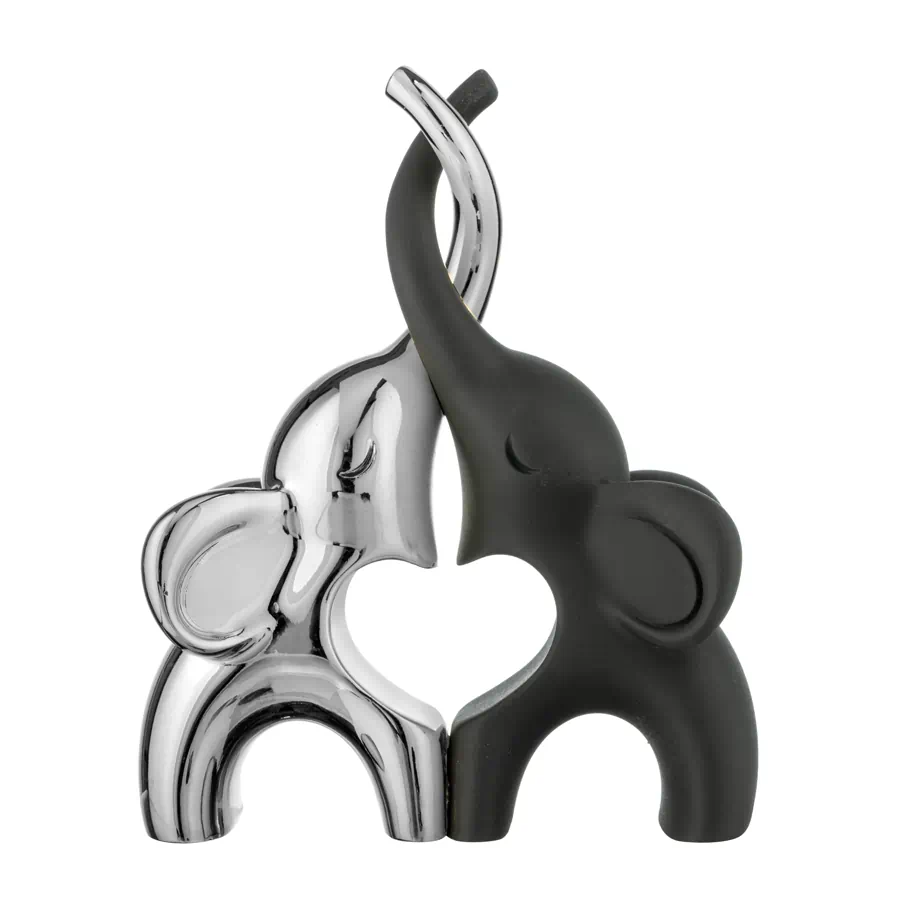 Bongelli scultura coppia elefantini 29x21 nero argento cod. ME2621 2NAG