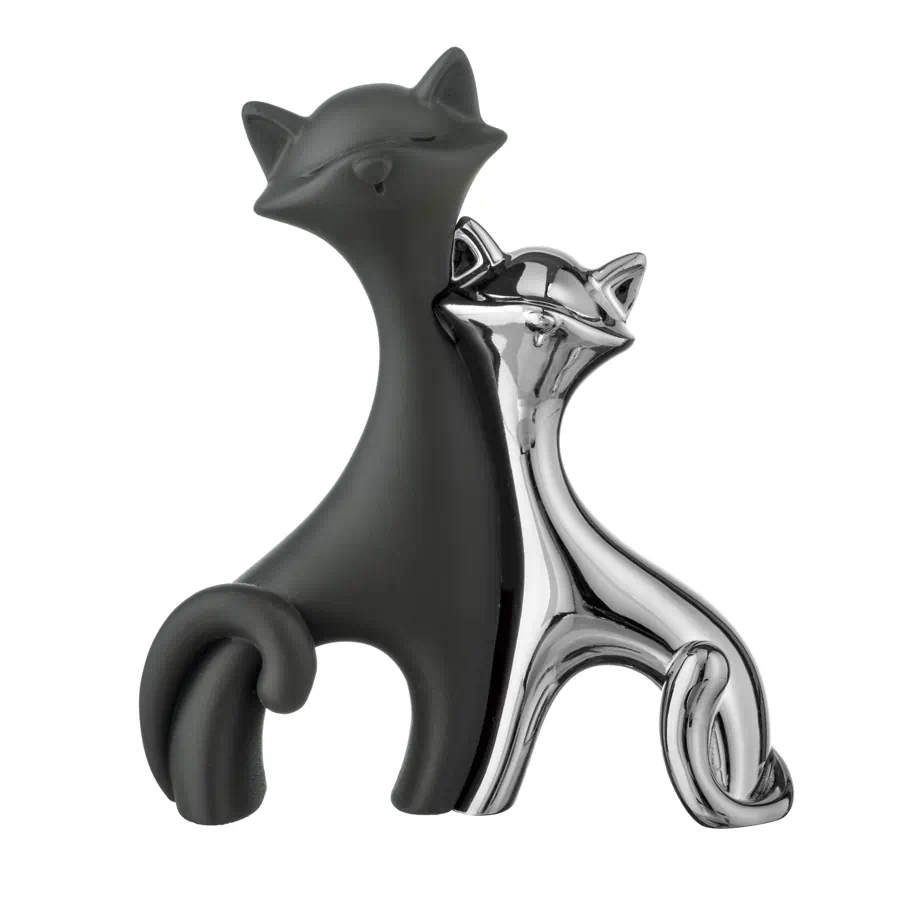 Bongelli scultura coppia gattini 12x11 nero argento ME2623 1NAG
