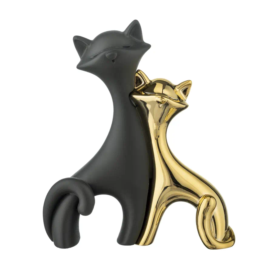 Bongelli scultura coppia gattini 12x11 nero oro ME2623 1NOR
