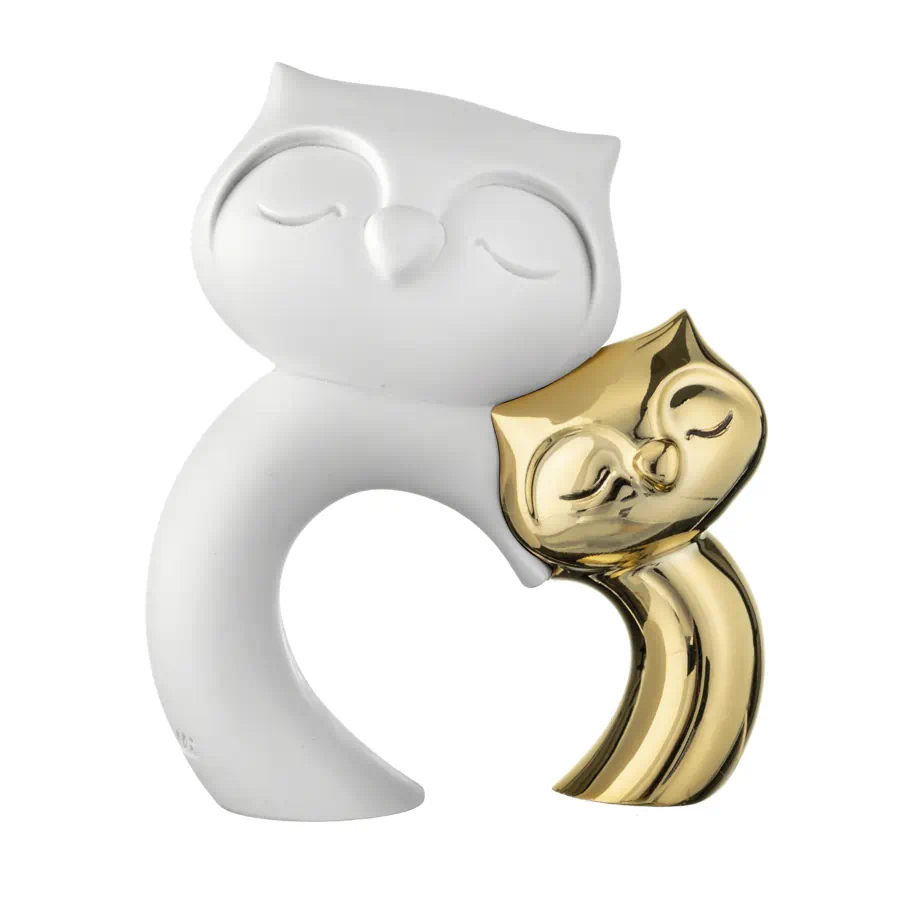 Bongelli scultura coppia gufi 21x20 oro bianco ME2622 2OR