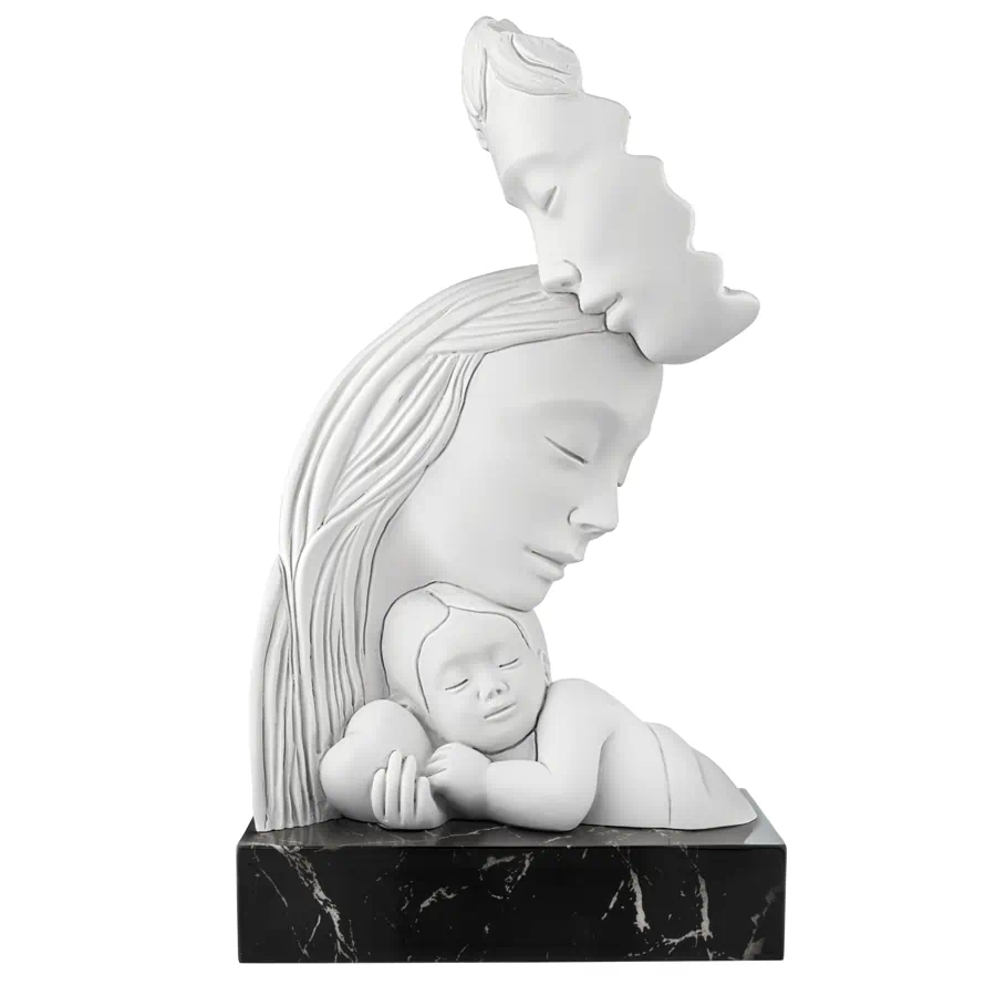 Bongelli scultura famiglia h .29 base marmo nero cod. ME2595 2MAN