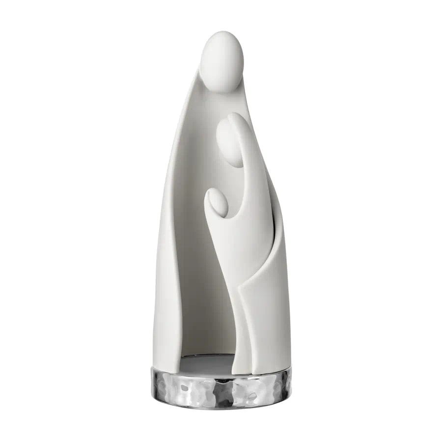 Bongelli scultura famiglia stilizzata bianca argento h.16 NT137 1AG