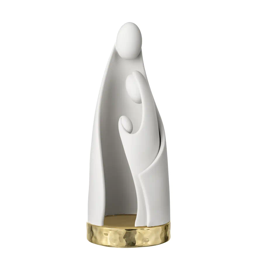Bongelli scultura famiglia stilizzata bianca oro h.31 cod. NT137 2OR