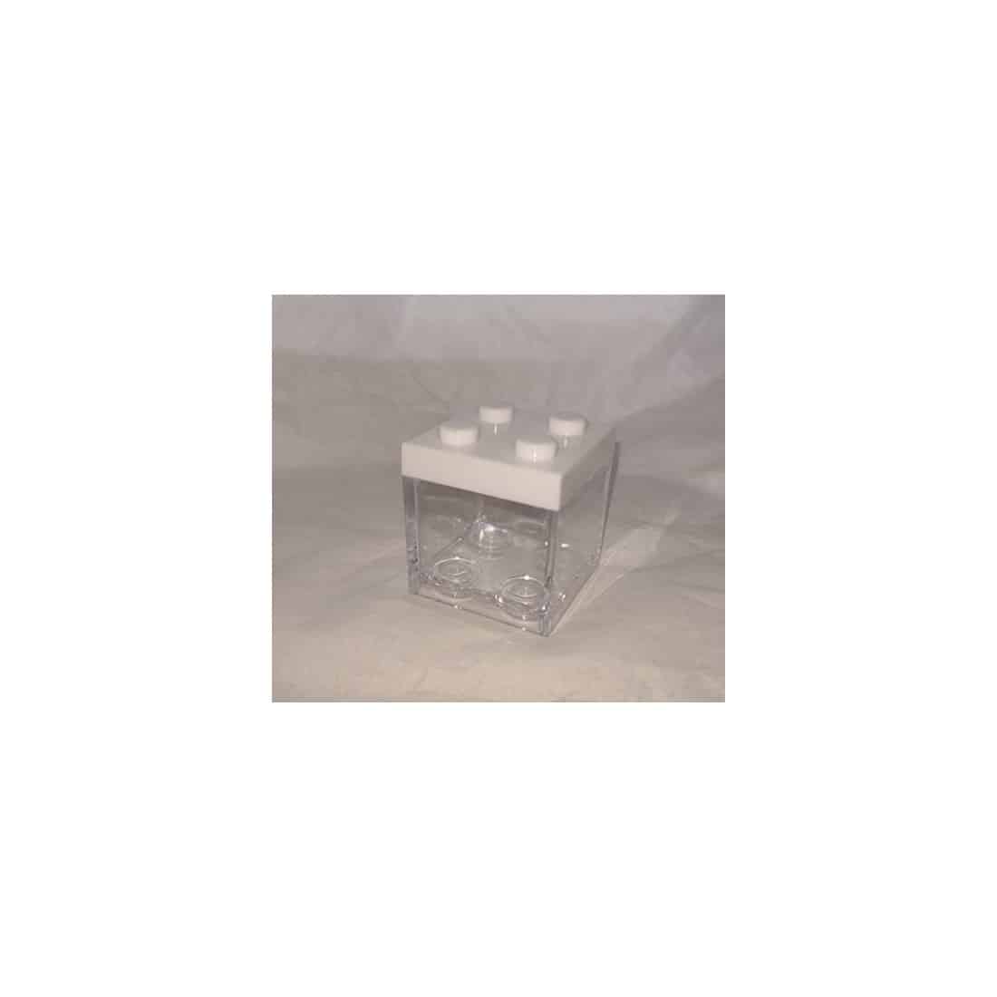10 scatoline mattoncini lego porta confetti bomboniera trasparente plexiglass bianco