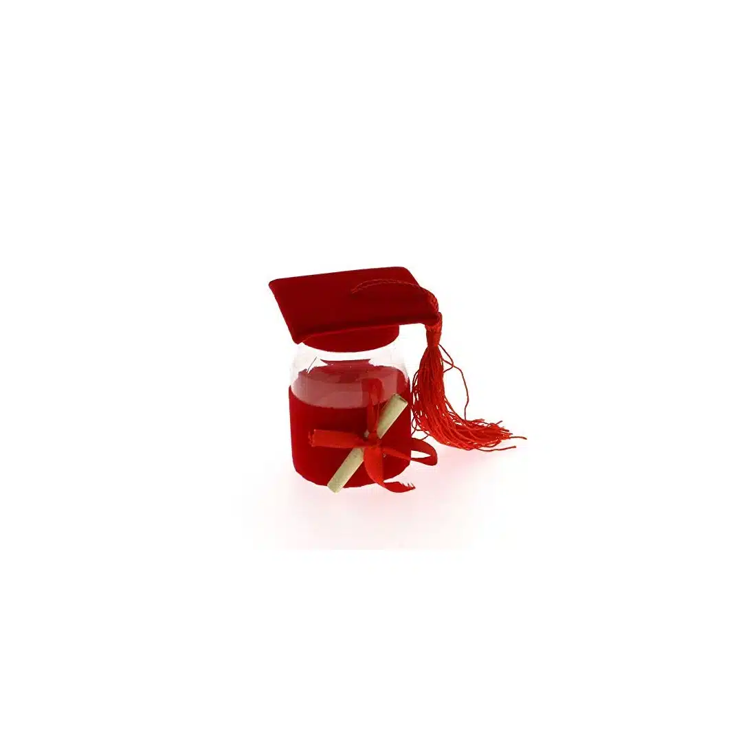 12 pz barattoli bottiglia laurea rossa con pergamena tocco e nappina bomboniera portaconfetti laurea