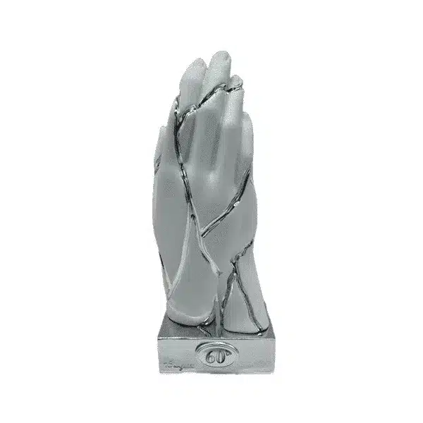 Bongelli scultura mani crepate kintsugi 60° di matrimonio bianche argento ME2587 260ag