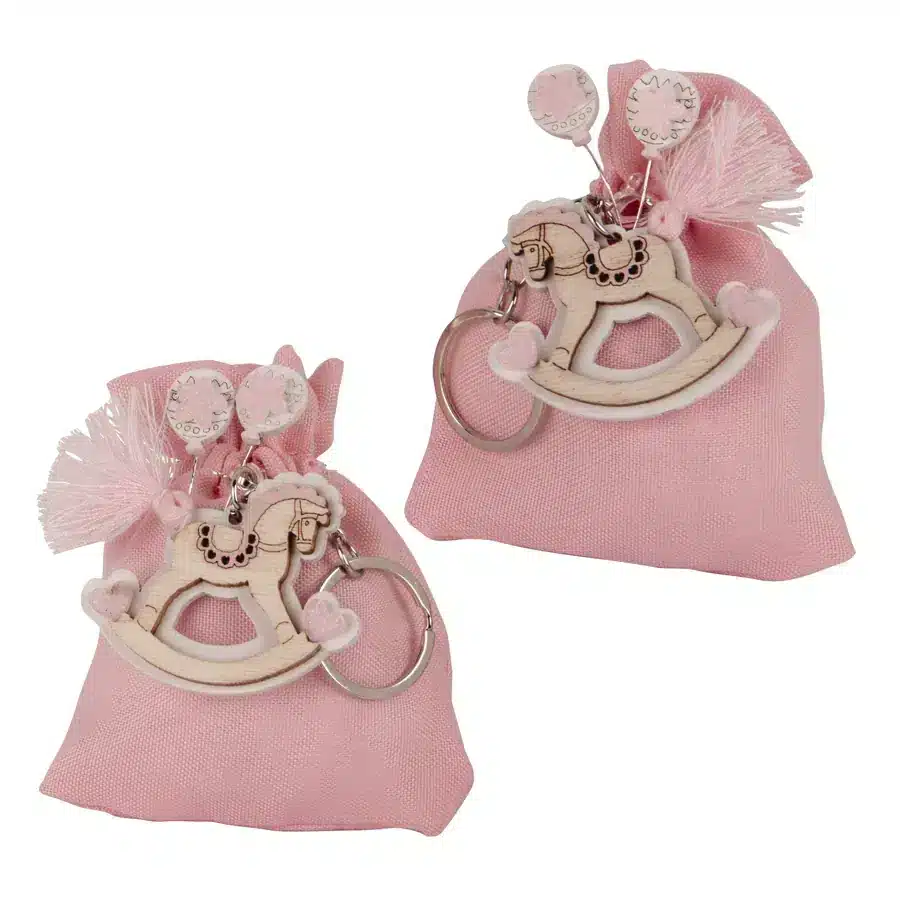 Etm bomboniere cavallino bag portachiave rosa sc732