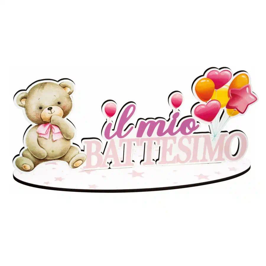 Etm bomboniere party battesimo rosa cm.35 h.16 al066