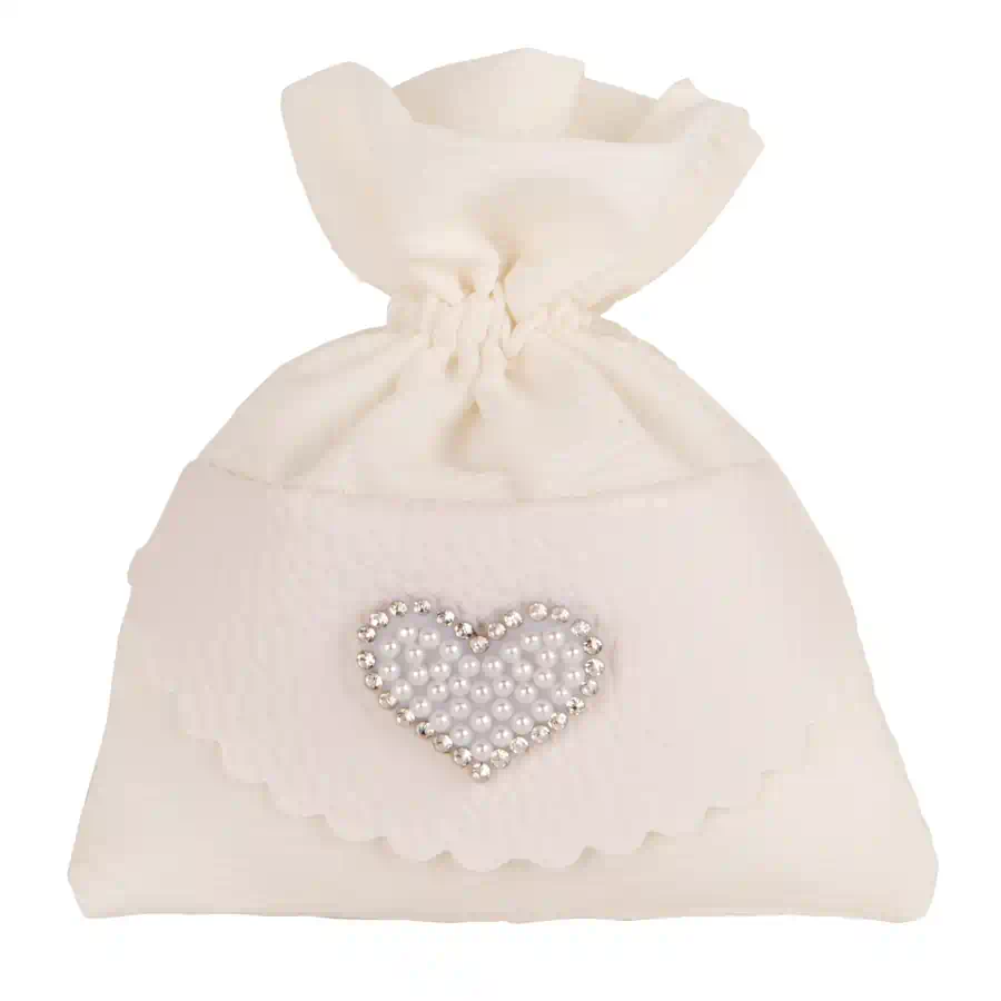 Etm bomboniere perle bag sacchetto confetti cm.10x12 cuore c2804