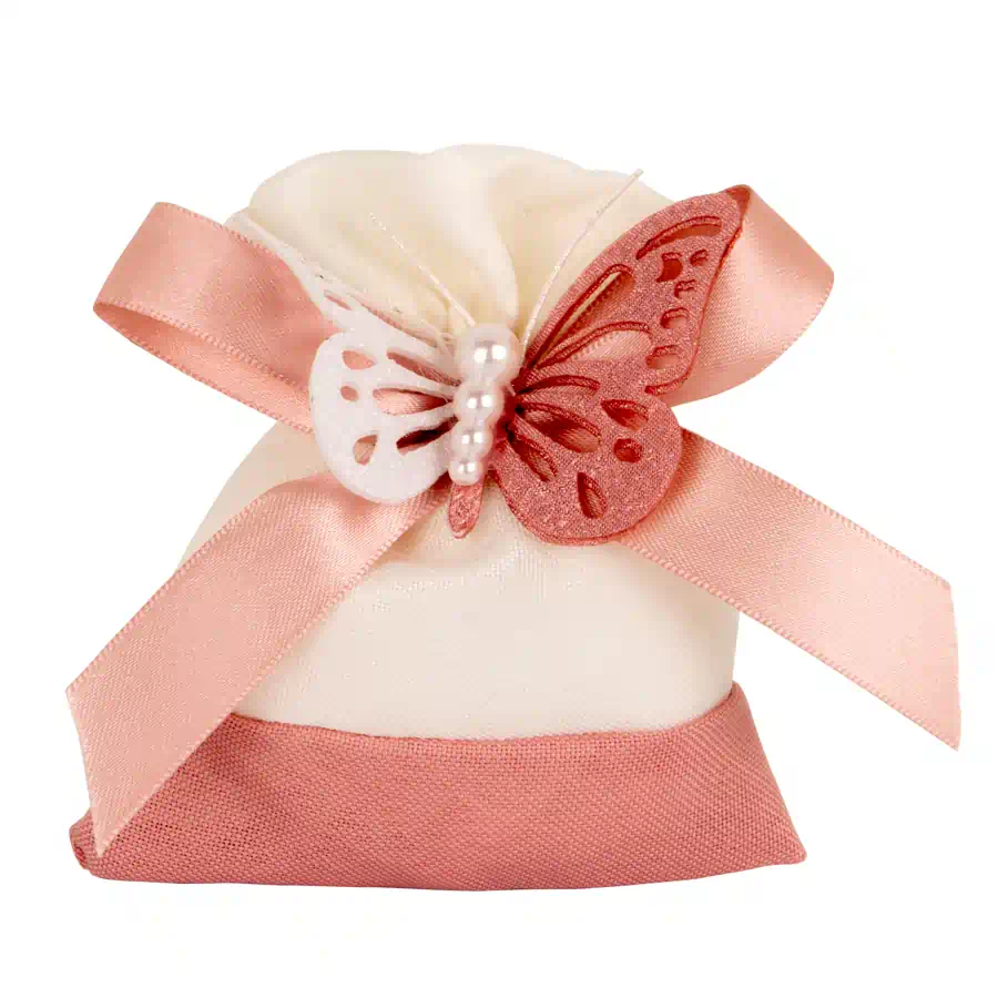 Etm mariposa bag rosa antico sacchetto confetti cm.9x11 c2818