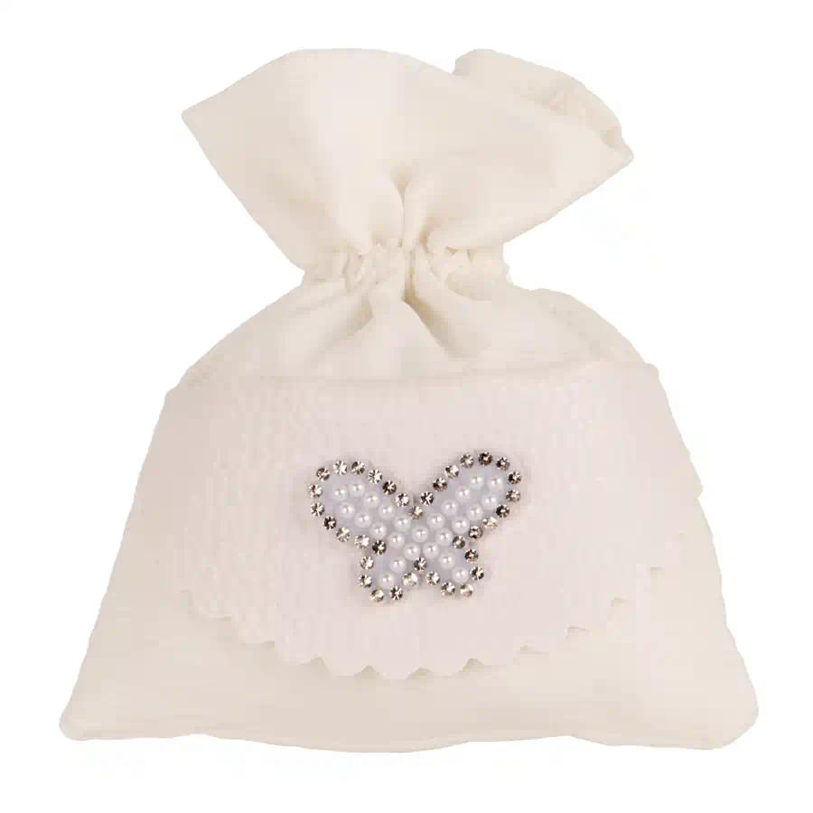 Etm perle bag sacchetto confetti cm.10x12 farfalla c2806