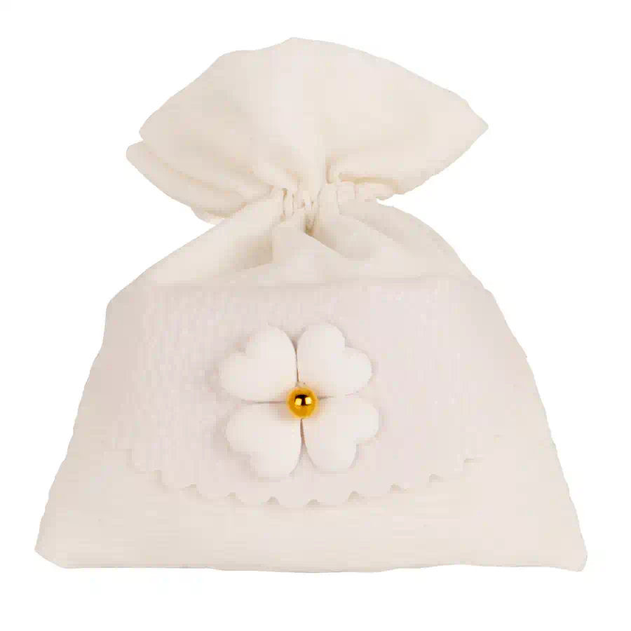 Etm perle bag sacchetto confetti cm.10x12 fiore c2808