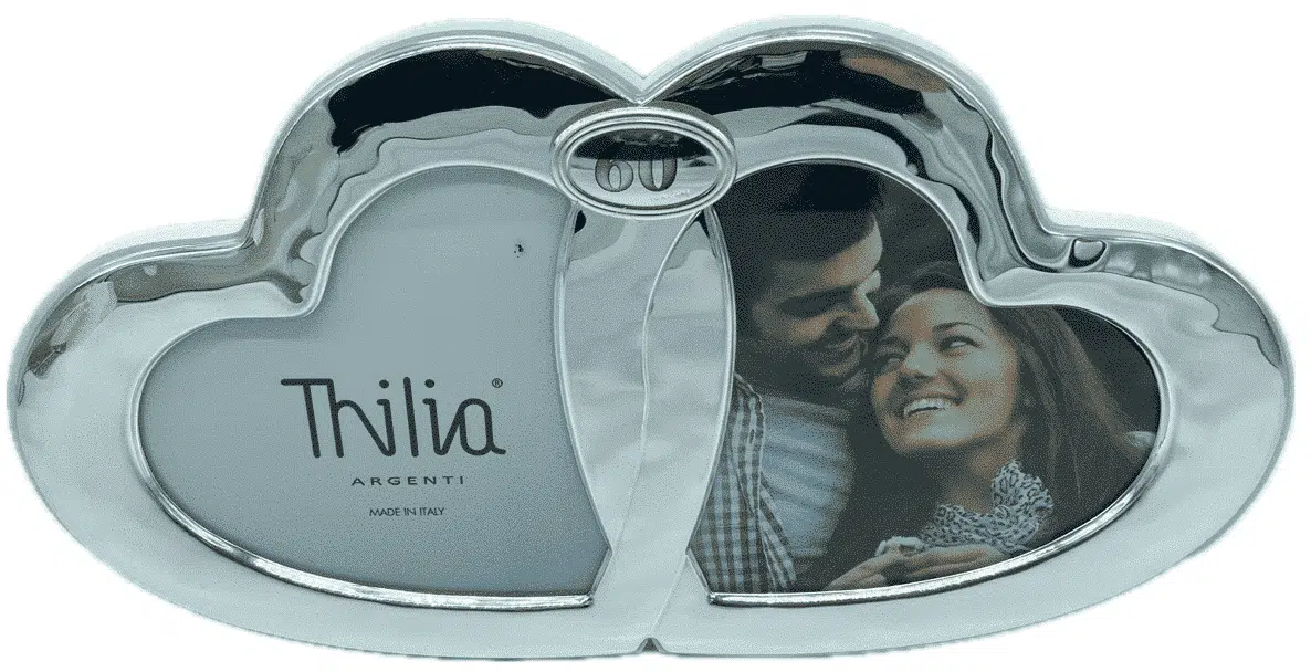 Thilia cornice 60 anni di matrimonio due cuori argentata martellata cod. 453596 60
