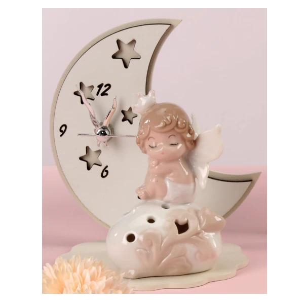 Yvonne Gontier angelo rosa con luna e orologio 8464261