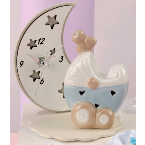 Yvonne Gontier carozzina azzurra e luna con orologio 8480261