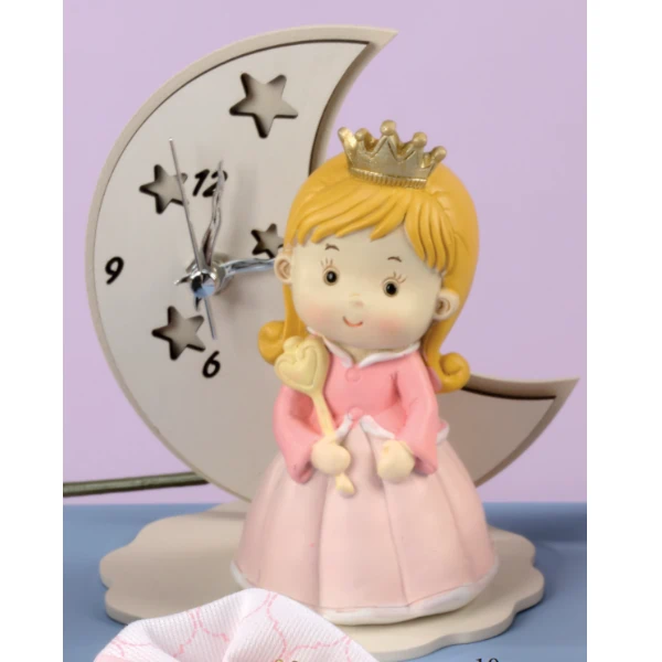 Yvonne Gontier luna con orologio e statuina rosa bambina 8497261 