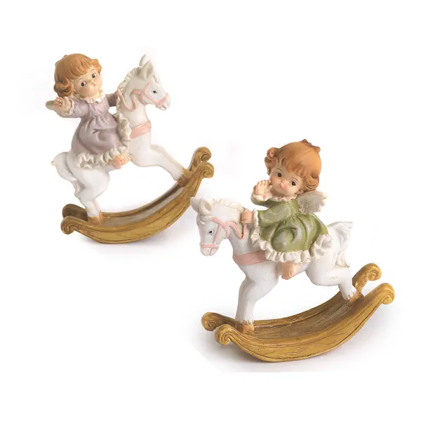 Paben angelo su cavallo a dondolo 10.1 cm. resina PB21178