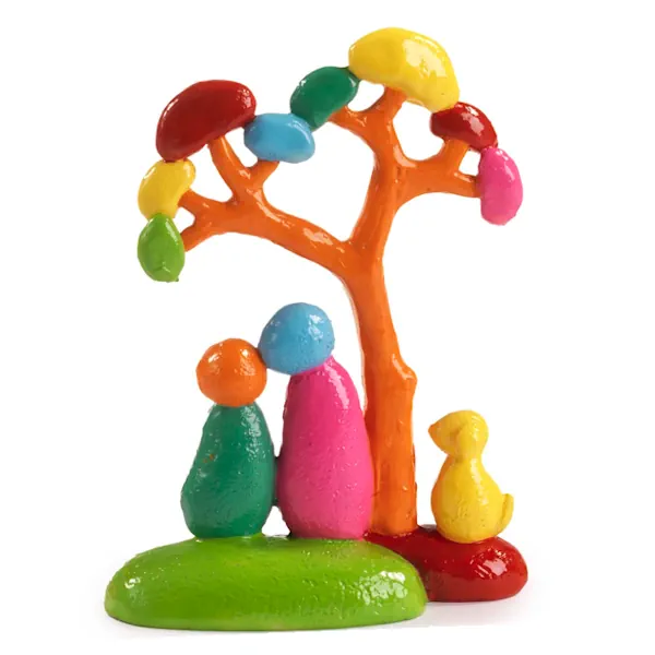 Paben gruppo innamorati di pietra con albero stilizzati resina PB21146