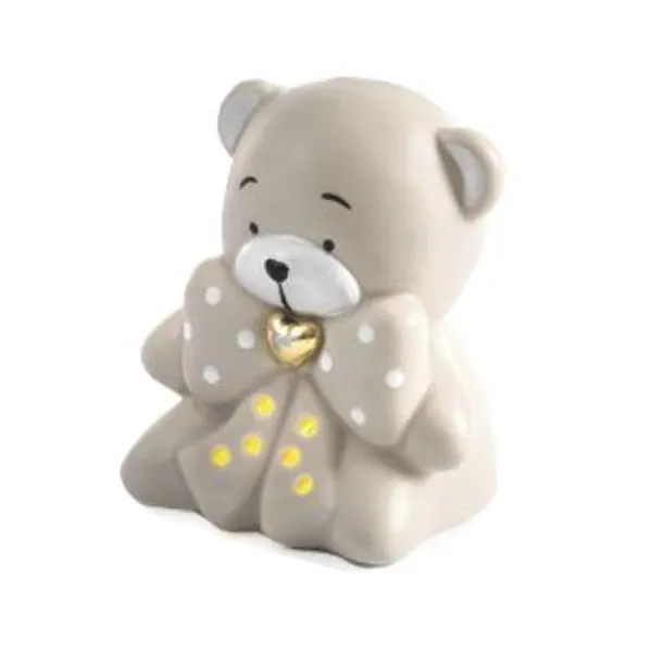 Paben orsetto seduto con fiocco avana 7.5 cm. porcellana luce PB21200