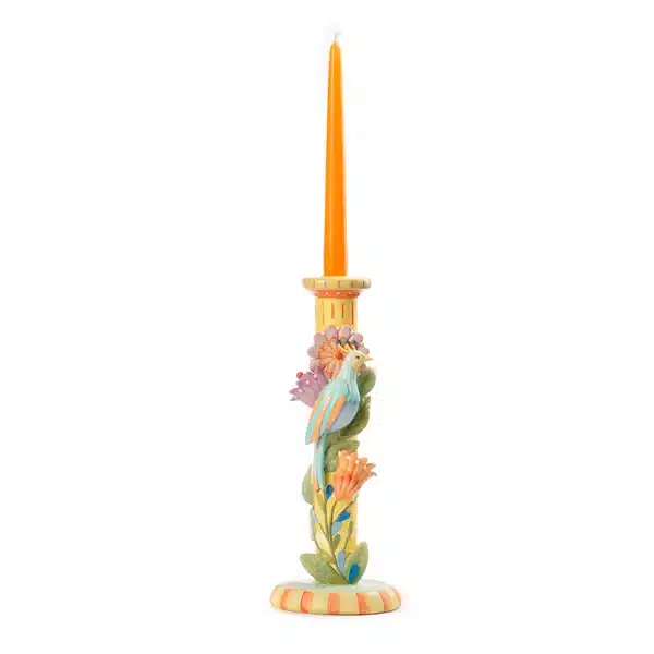 Paben portacandela con fiori e uccello stil. 31.7 cm. PB21218