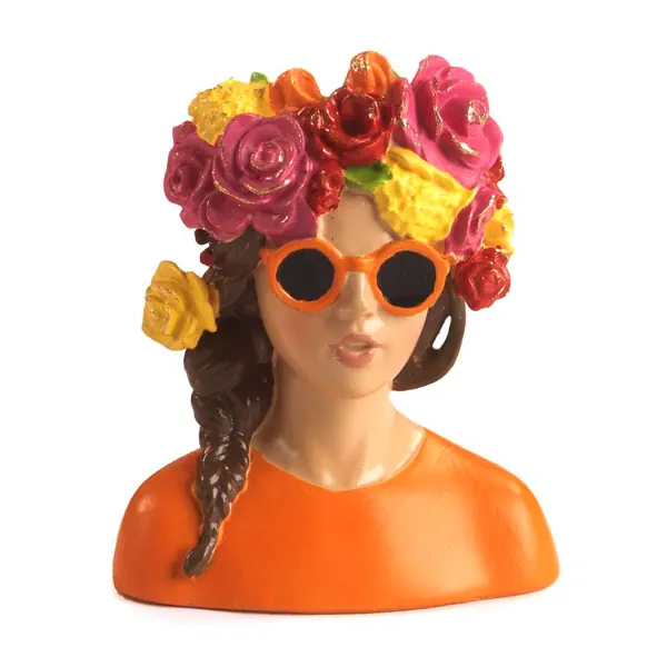 Paben ragazza mezzobusto con fiori tra i capelli resina PB21153