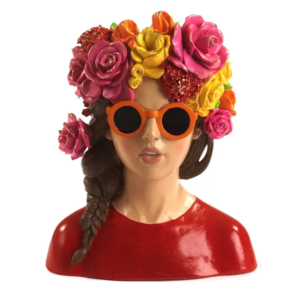 Paben ragazza mezzobusto con fiori tra i capelli resina PB21154