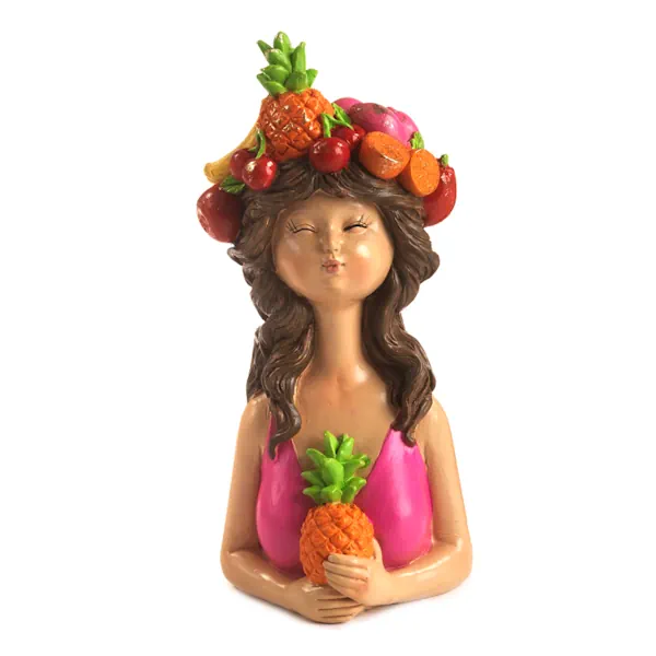 Paben ragazza mezzobusto con frutta tra i capelli resina PB21152