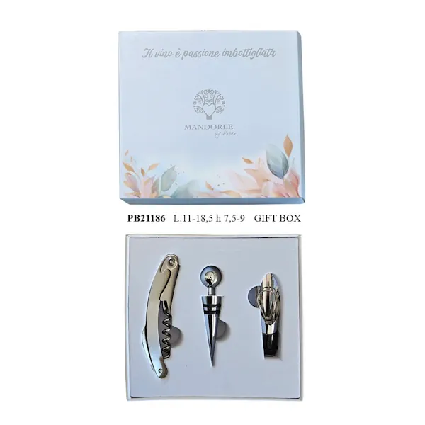 Paben set 3 utensili x vino 11 cm. metallo plastica PB21186