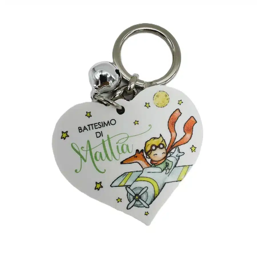 Dolcicose cuoricini portachiavi con campanello battesimo NG25580