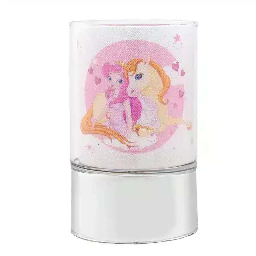Bagutta lampada in vetro h. 15 con decoro unicorno B 4195 15