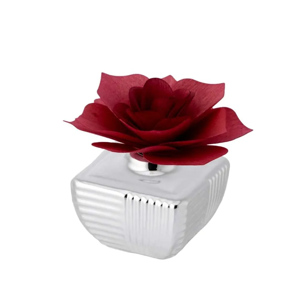 Bagutta vasetto metallizzato con diffusore rosa rossa 2257 01 RO