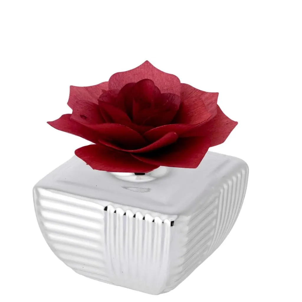 Bagutta vasetto metallizzato con diffusore rosa rossa 2257 02 RO