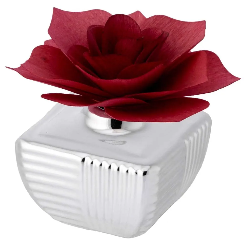 Bagutta vasetto metallizzato con diffusore rosa rossa 2257 03 RO
